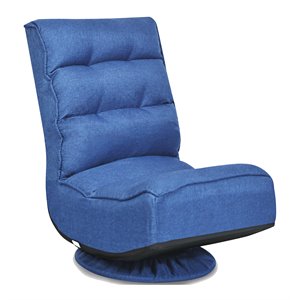 Costway Contemporary Iron and Fabric 360 Degree Swivel Gaming Chair in Blue