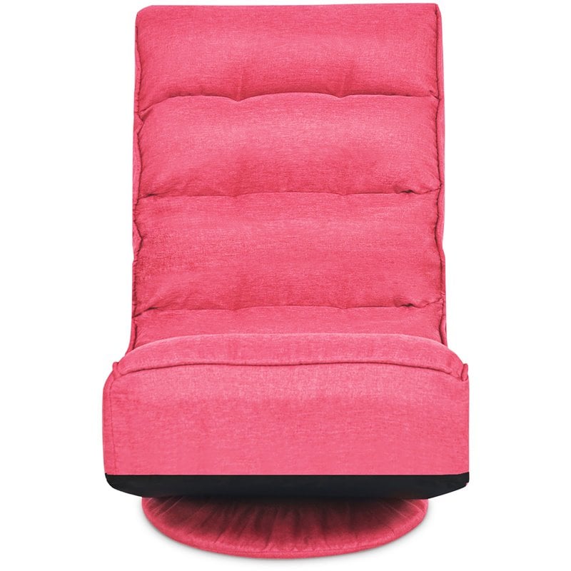Costway Contemporary Iron and Fabric 360 Degree Swivel Gaming Chair in Pink