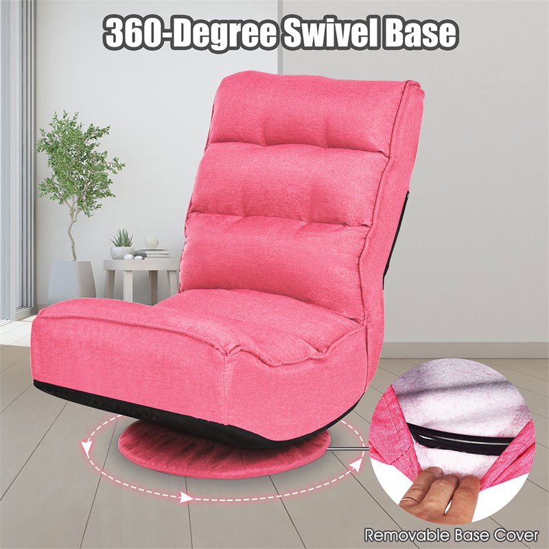 Costway Contemporary Iron and Fabric 360 Degree Swivel Gaming Chair in Pink