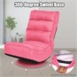 Costway Contemporary Iron and Fabric 360 Degree Swivel Gaming Chair in Pink