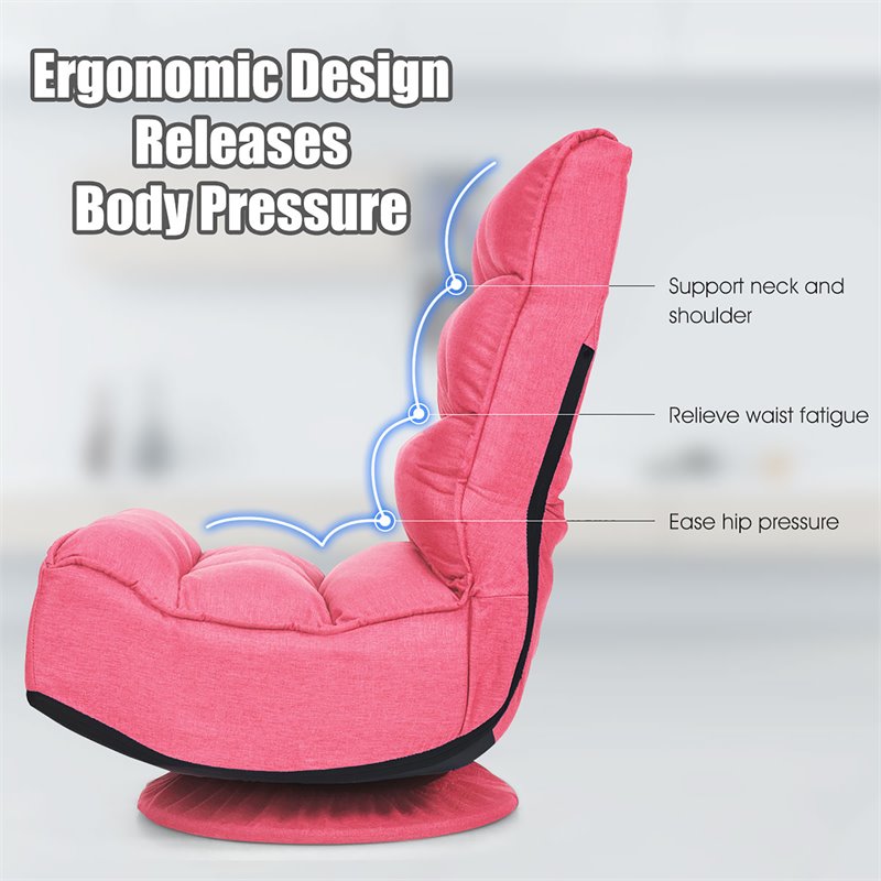 Costway Contemporary Iron and Fabric 360 Degree Swivel Gaming Chair in Pink