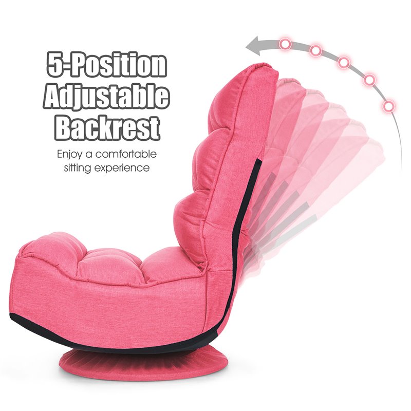 Costway Contemporary Iron and Fabric 360 Degree Swivel Gaming Chair in Pink