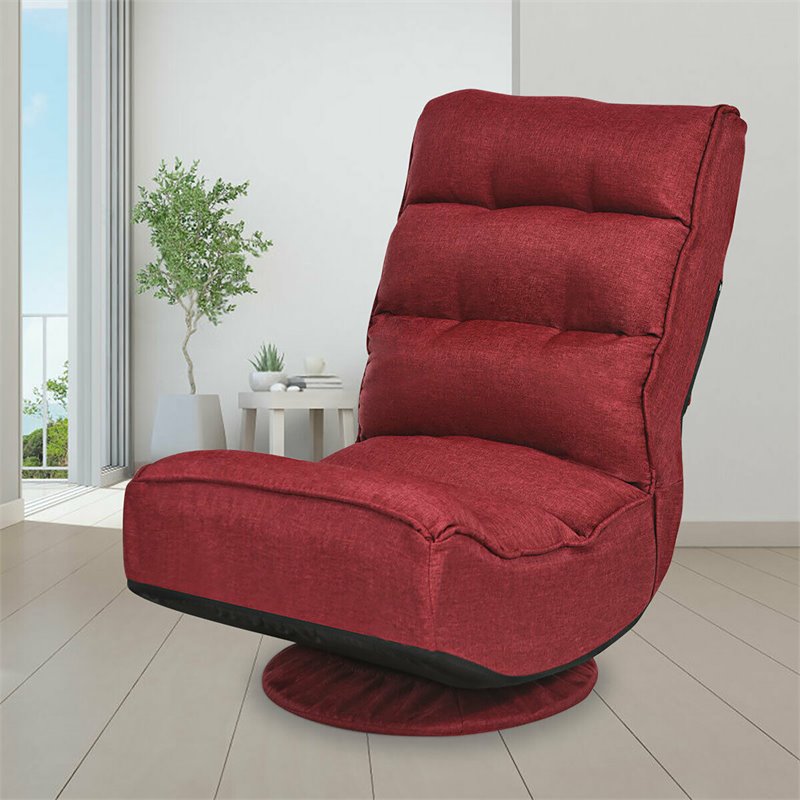 Costway Contemporary Iron and Fabric 360 Degree Swivel Gaming Chair in Red