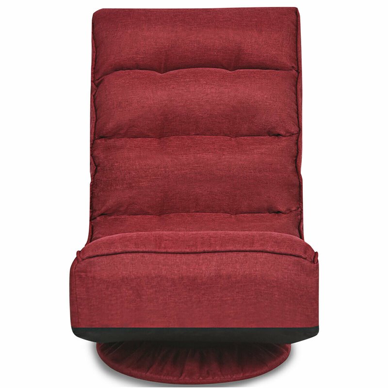 Costway Contemporary Iron and Fabric 360 Degree Swivel Gaming Chair in Red