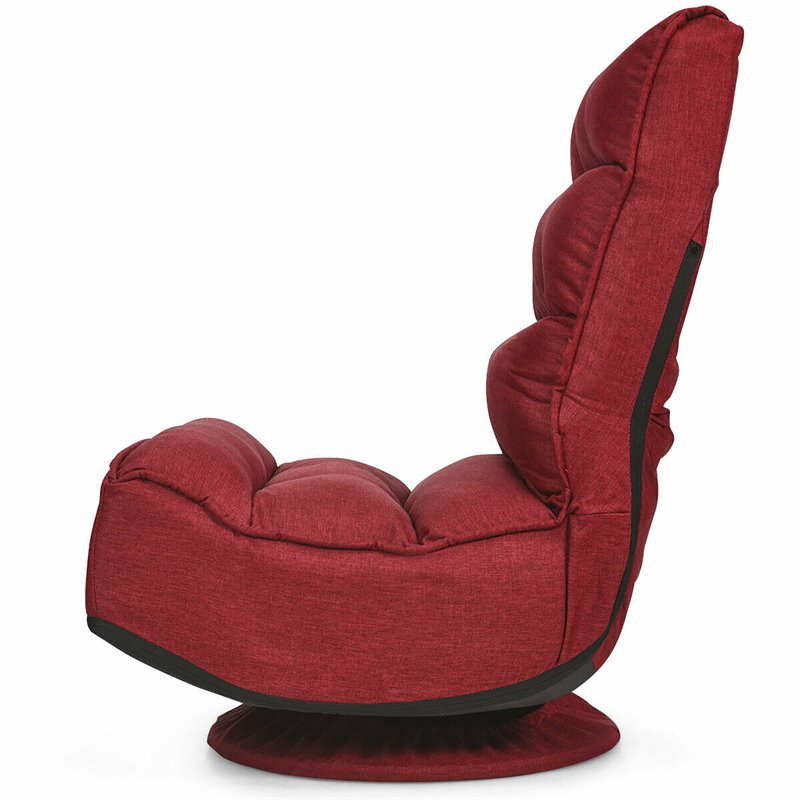 Costway Contemporary Iron and Fabric 360 Degree Swivel Gaming Chair in Red