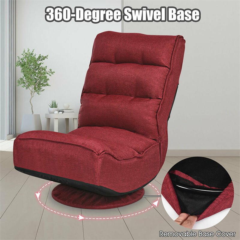 Costway Contemporary Iron and Fabric 360 Degree Swivel Gaming Chair in Red