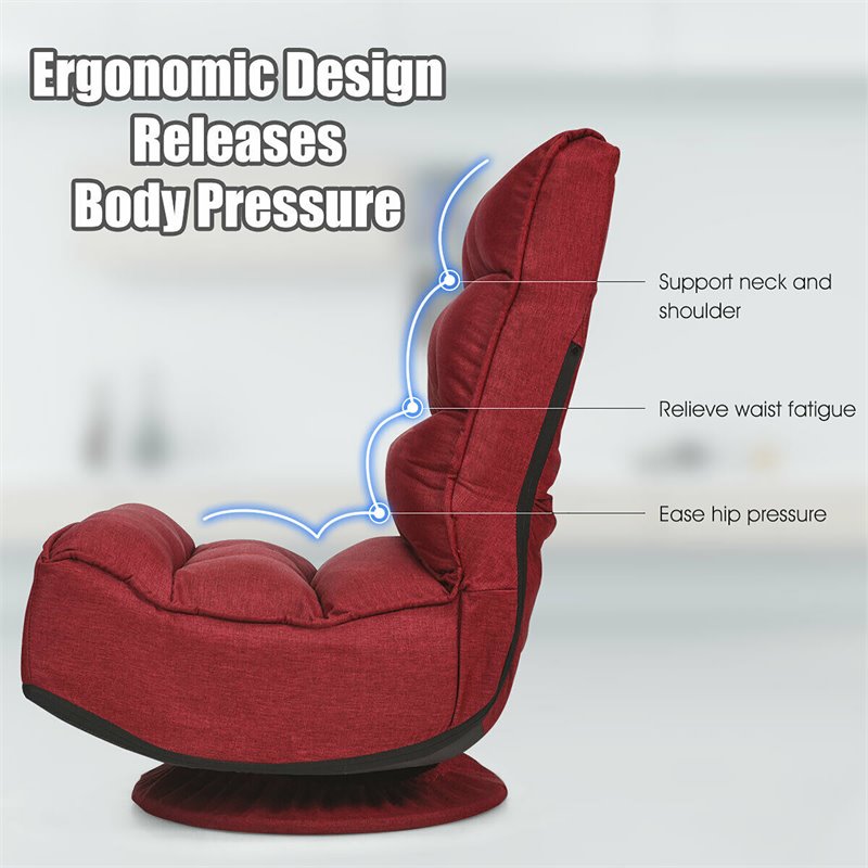 Costway Contemporary Iron and Fabric 360 Degree Swivel Gaming Chair in Red