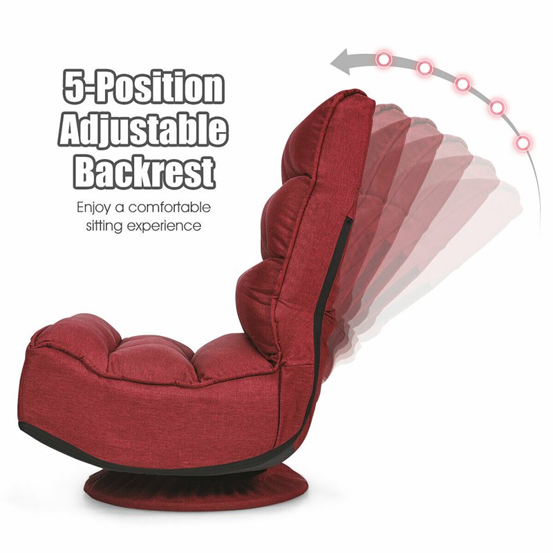 Costway Contemporary Iron and Fabric 360 Degree Swivel Gaming Chair in Red