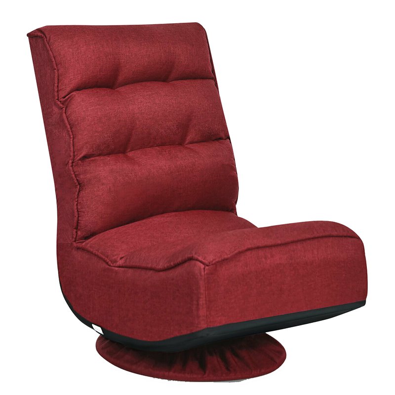 Costway Contemporary Iron and Fabric 360 Degree Swivel Gaming Chair in Red