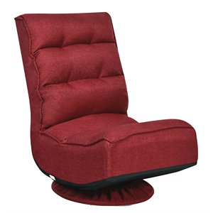 costway contemporary iron and fabric 360 degree swivel gaming chair in red