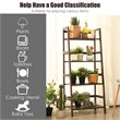 Costway 4-Tier Bamboo Ladder Shelf Plant Display Stand Rack Bookshelf in Brown