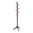 Costway Rubber Wood Adjustable Height Coat Rack with 8 Hooks in Brown