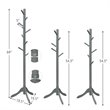 Costway Rubber Wood Adjustable Height Coat Rack with 8 Hooks in Gray