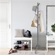 Costway Rubber Wood Adjustable Height Coat Rack with 8 Hooks in Gray