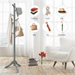 Costway Rubber Wood Adjustable Height Coat Rack with 8 Hooks in Gray