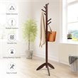 Costway Rubber Wood Adjustable Height Coat Rack with 11 Hooks in Walnut