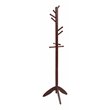 Costway Rubber Wood Adjustable Height Coat Rack with 11 Hooks in Walnut