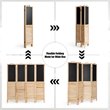 Costway 4-Panel Wood Folding Divider Screen with Chalkboard in Natural