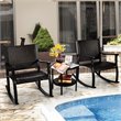 Costway 3-piece Rattan Patio Bistro Set with Rocking Chairs in Dark Brown