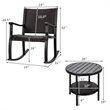Costway 3-piece Rattan Patio Bistro Set with Rocking Chairs in Dark Brown