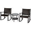 Costway 3-piece Rattan Patio Bistro Set with Rocking Chairs in Dark Brown