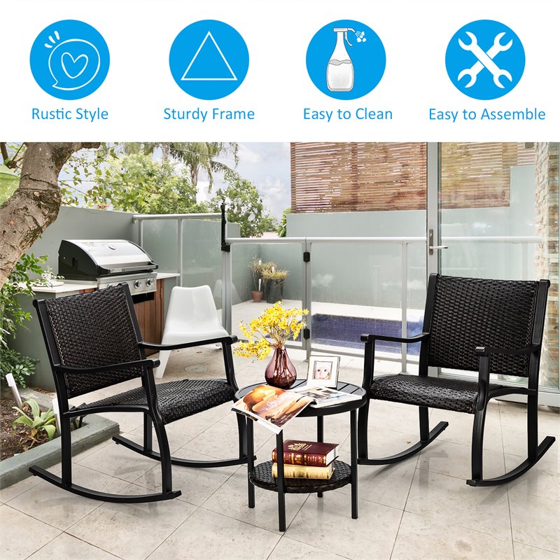 dark brown rattan bistro set