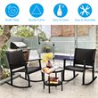Costway 3-piece Rattan Patio Bistro Set with Rocking Chairs in Dark Brown