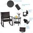 Costway 3-piece Rattan Patio Bistro Set with Rocking Chairs in Dark Brown