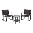 Costway 3-piece Rattan Patio Bistro Set with Rocking Chairs in Dark Brown