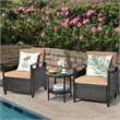 Costway 3-piece Contemporary Rattan Patio Furniture Set with Shelf in Brown