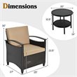Costway 3-piece Contemporary Rattan Patio Furniture Set with Shelf in Brown