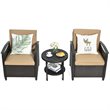 Costway 3-piece Contemporary Rattan Patio Furniture Set with Shelf in Brown