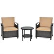 Costway 3-piece Contemporary Rattan Patio Furniture Set with Shelf in Brown