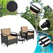 Costway 3-piece Contemporary Rattan Patio Furniture Set with Shelf in Brown