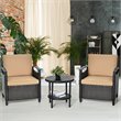 Costway 3-piece Contemporary Rattan Patio Furniture Set with Shelf in Brown