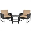 Costway 3-piece Rattan Patio Bistro Set with Cushioned Sofa Chairs in Mix Brown