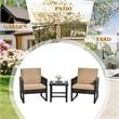 Costway 3-piece Rattan Patio Bistro Set with Cushioned Sofa Chairs in Mix Brown