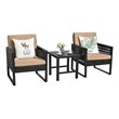 Costway 3-piece Rattan Patio Bistro Set with Cushioned Sofa Chairs in Mix Brown