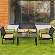 Costway 4-piece Contemporary Rattan Patio Furniture Set in Brown