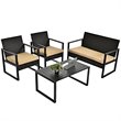 Costway 4-piece Contemporary Rattan Patio Furniture Set in Brown