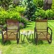 Costway 3-piece Contemporary Rattan Patio Furniture Set in Brown