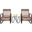 Costway 3-piece Contemporary Rattan Patio Furniture Set in Brown