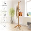 Costway Rubber Wood Adjustable Height Coat Rack with 11 Hooks in Oak