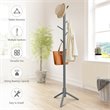 Costway Rubber Wood Two Heights Coat Rack with 8 Hooks in Gray