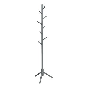 costway rubber wood two heights coat rack with 8 hooks in gray