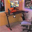 Costway Engineered Wood Computer Table with RGB Lights Monitor Shelf in Black