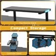 Costway Engineered Wood Computer Table with RGB Lights Monitor Shelf in Black