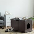 Costway Cabinet Furniture Storage Bench and Cat Litter Box in Black