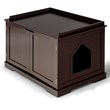 Costway Cabinet Furniture Storage Bench and Cat Litter Box in Black