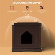 Costway Cabinet Furniture Storage Bench and Cat Litter Box in Black